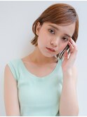 【デザインカラー】イヤリングカラー×オレンジ外ハネボブ