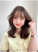 シースルーバングレイヤー_マロンベージュニュアンスカラー