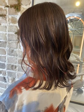 アマンヘアーイースト 吉祥寺東口店(Aman hair-e) インナーカラー×オレンジ2023A/W【Amanhair-e吉祥寺】