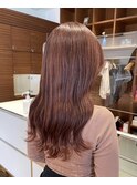 ロング/ピンク/ブラウン/ダブルカラー/ツヤ感/透明感/ゆる巻