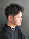 刈り上げアップバングショートツイストスパイラルパーマ
