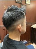 MEN’Sミドルスキンフェードアップバングアッシュブラック