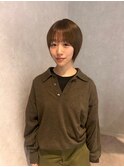 Wカラー　オリーブブラウン　ショートカット