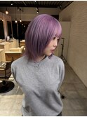 ピンクラベンダーカラー/ショートウルフカット/レイヤーカット