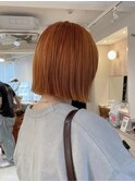 ミニボブ オレンジ ハイトーン 切りっぱなしボブ