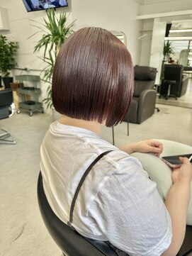 ヒビヲ(HIBIO) ショートボブ切りっぱなしボブタッセルボブブリーチなし韓国ヘア