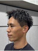 刈り上げアップバングスパイキーショートパーマスパイラルパーマ