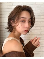 大人可愛い20代30代40代小顔ウルフレイヤーボブ丸みボブ