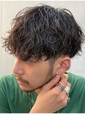 波巻きツイストスパイラルパーマツーブロックマッシュ無造作束感