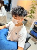 ツイストスパイラルパーマ×スキンフェード×マッシュ