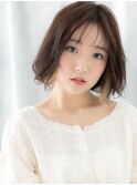 透け感オンブレカラーくせ毛風ゆるふわボブc小山10代20代30代