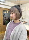 イメチェン似合わせカットベージュブラウンインナーカラーバング