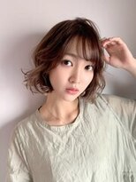 プランタン(hair garden PRINTEMPS byflammeum) ナチュラルベージュのボブ×ウェーブ【海老名】