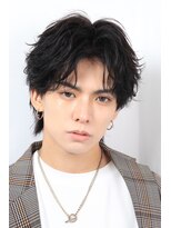 ネイビー(NAVY)&nbsp;フェザーパーマ マッシュウルフ