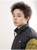 アップバングメンズツイストスパイラルパーマツーブロック