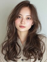 ヘアースパパズ(hairspaPAZ)&nbsp;デジタルパーマ前髪長めのセンターパート顔まわりロングレイヤー