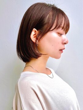 セイドット オモテサンドウ(Say. omotesando) Say.ショートボブミニボブ丸みショートオリーブグレー暗めカラー