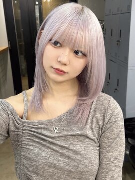 ブリーチ/クラゲヘアー/小顔/レイヤーカット/オリーブグレー