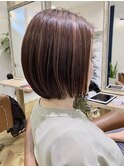 厚めバングマッシュショートセシルカットココアブラウン【稲毛】