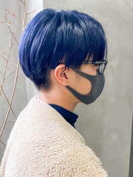 テトヘアー(teto hair) ネイビーハイライト青髪ブリーチ有りブルー色落ちシルバーグレー