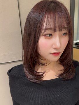 マイラ 銀座(myla) 顔似合わせイメチェンハッシュカットレッドブラウンフルバング
