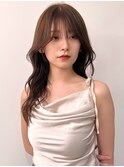 顔周りカット　ロング　韓国ヘア　ベージュカラー【天神/今泉】