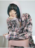 【loje】アンブレラカラーグリーン/前髪シャギー/こなれミディ