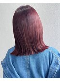 ワインレッド_チェリーレッド_切りっぱなしボブ