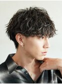 ルーズパーマシャドウパーマ波巻きパーマ刈り上げ束感マッシュ