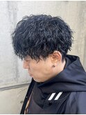 刈り上げマッシュツイストスパイラルパーマ縦落ちスパイラル黒髪