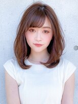 アグノス 青山(Agnos) 小顔カットレイヤーミディアム♪毛先パーマピンクベージュ