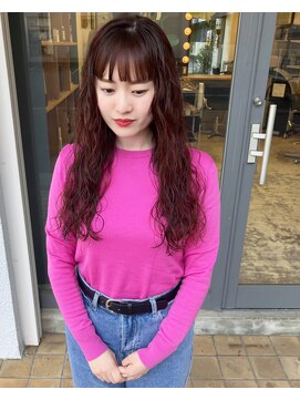 マメ(mame) 暖色パーマ/ロング/ワイドバング