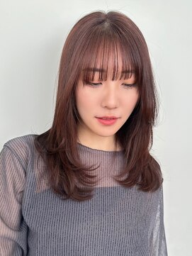 ノイカーム(noi Calm) 顔周りレイヤーカットくびれヘアミルクティーベージュカラー