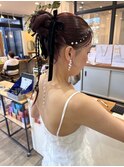 ヘアアレンジ結婚式お呼ばれ二次会三つ編みお団子