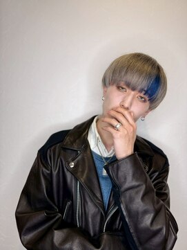 ゴデーレ(GODERE) ハイトーンダブルカラーメンズカットマッシュショート×ブルー