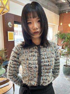 チャプター 問屋町(chapter) ケアカラーカラーブリーチなしオリーブブラウン顔まわりレイヤー