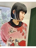インナーカラーボブ/切りっぱなしボブ/黒髪ボブ/20代30代40代