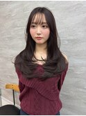 レイヤーカット/ハッシュカット/ワインレッド/シャギーカット