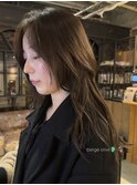 顔まわりカットレイヤーカットブリーチなしオリーブカラー