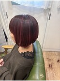ランダムハイライトのワインレッドボブ