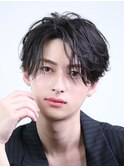 フェザーショートフェザーパーマセンターパート緩めパーマ