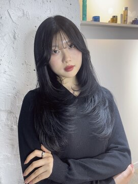 ブレンド 渋谷(BLend) ハイライトカラーくびれヘアアプリコットオレンジ