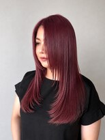 コタ 水戸(COHTA) 艶感プラムレッド×顔まわりレイヤーロング