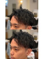 ゼロスバーバー(0's BARBER SHOP)&nbsp;束感無造作ツイストスパイラルパーマ人気流行立体感メンズ