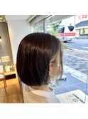 20代30代大人かわいいイヤリングカラーストレートボブ立体感