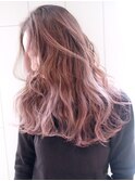 ピンクベージュ_ココアブラウンフリンジウェーブ_ba303601