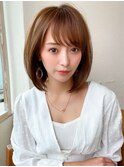 大人かわいいボブ フェザーバング カーキグレージュ ひし形
