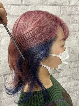 ベルポ(Bellpo) 派手髪☆ピンク×ネイビー