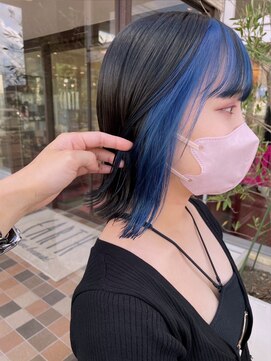 アース コアフュールボーテ ふじみ野店(EARTH coiffure beaute) ブルーバイオレットフェイスフレーミング外ハネボブ