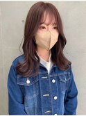 〇くびれヘア ピンクラベンダー シースルーバング
